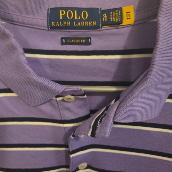Polo by Ralph Lauren Purple Striped Men's Polo‎ Shirt - Picture 3 of 4